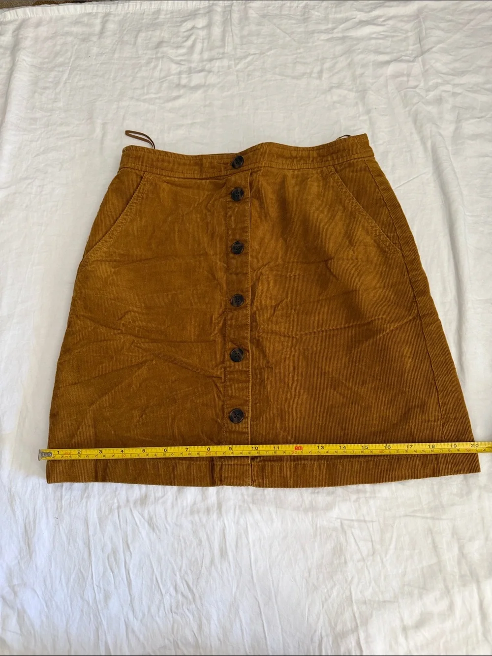 J. Crew Button-Front Corduroy Mini Skirt in Rust Brown